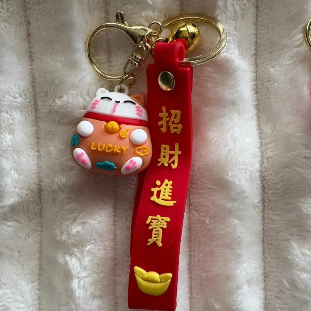 Maneki Neko Cute Lucky Cat Women's Teen's Girl's Bag Pendant Keychain